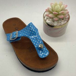 Girls Shoes Grosby Olivia Blue Spot Thong Sandal
